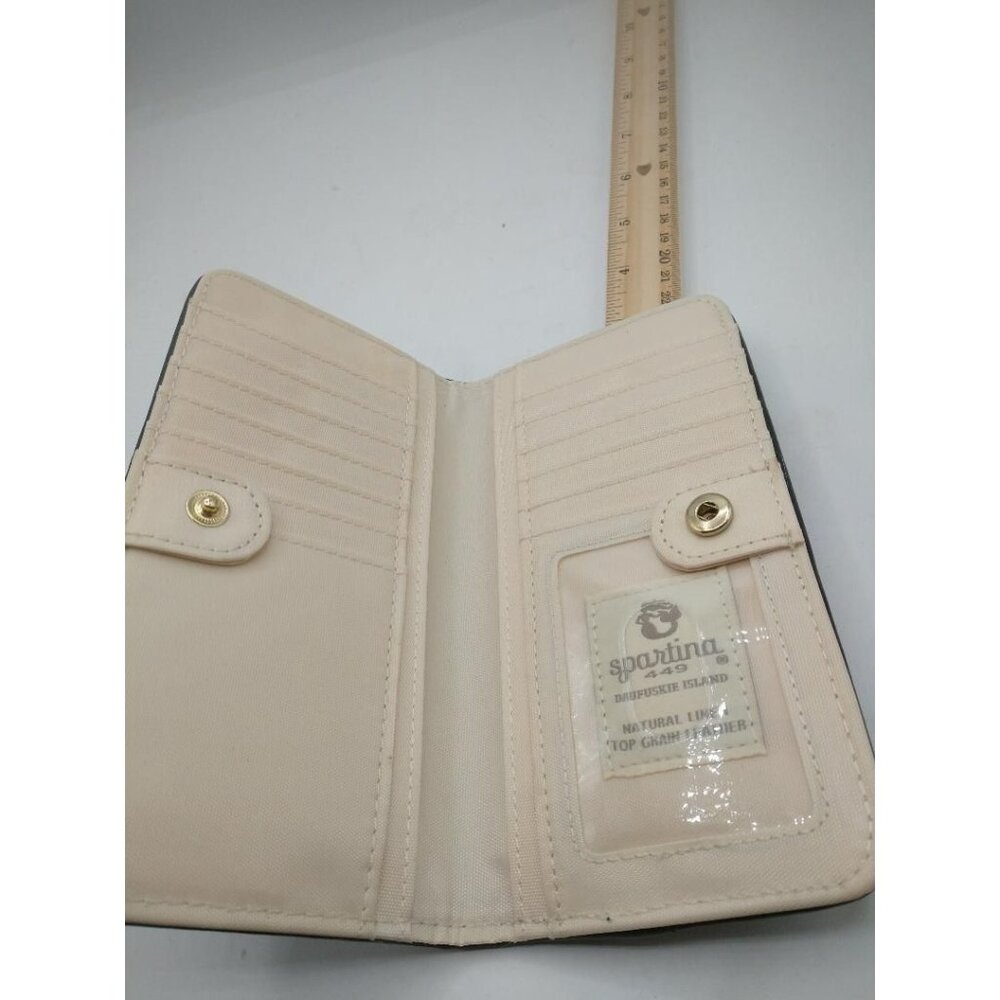 Spartina 449 Bellinger Batik Bifold Wallet Natural Linen & Leather RFID Protecte - Picture 5 of 5